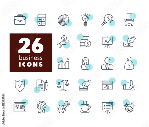 Business and finance web outline icon set