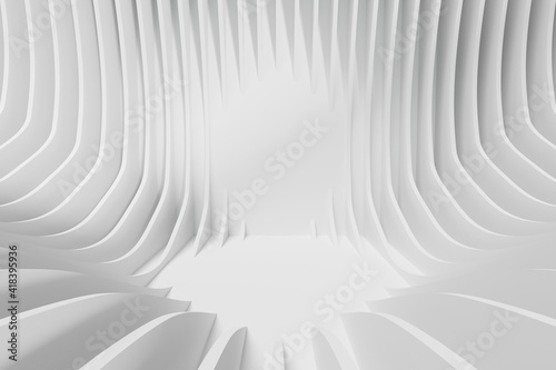 Abstract geometric background. 3d illustration of white curves with free space in center © bbsferrari