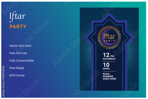 Ifter Party invitation flyer design. Ramadan flyer for ifter party and seminar. Iftar party celebration poster, banner, ramadan flyer, ifter party 2021