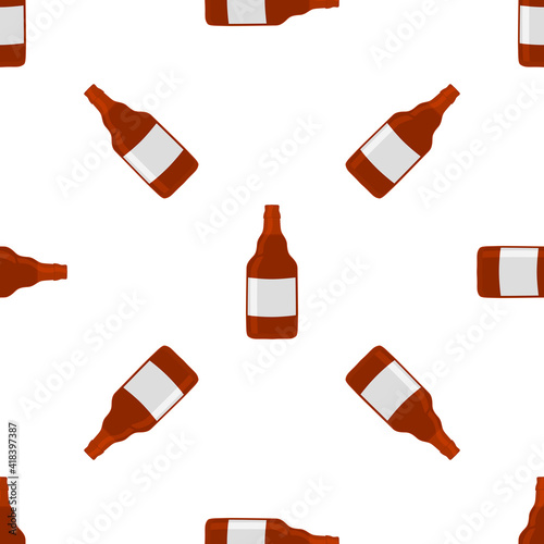 Illustration on theme seamless beer glass bottles with lid for brewery