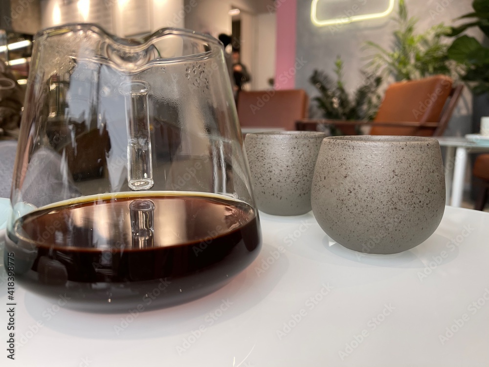 alternative coffee in the teapot on the table alternative coffee in the teapot on the table