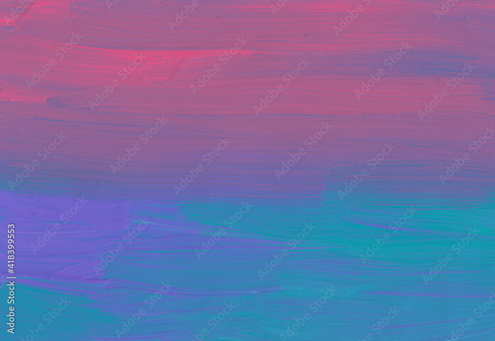 Abstract deep purple, pink and sea green ombre background. Violet, red