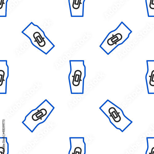 Line Plaster on leg icon isolated seamless pattern on white background. Colorful outline concept. Vector.