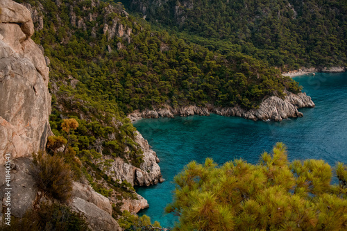 gorgeous view on green hill of Kabak Valley near Fethiye, Turkey.