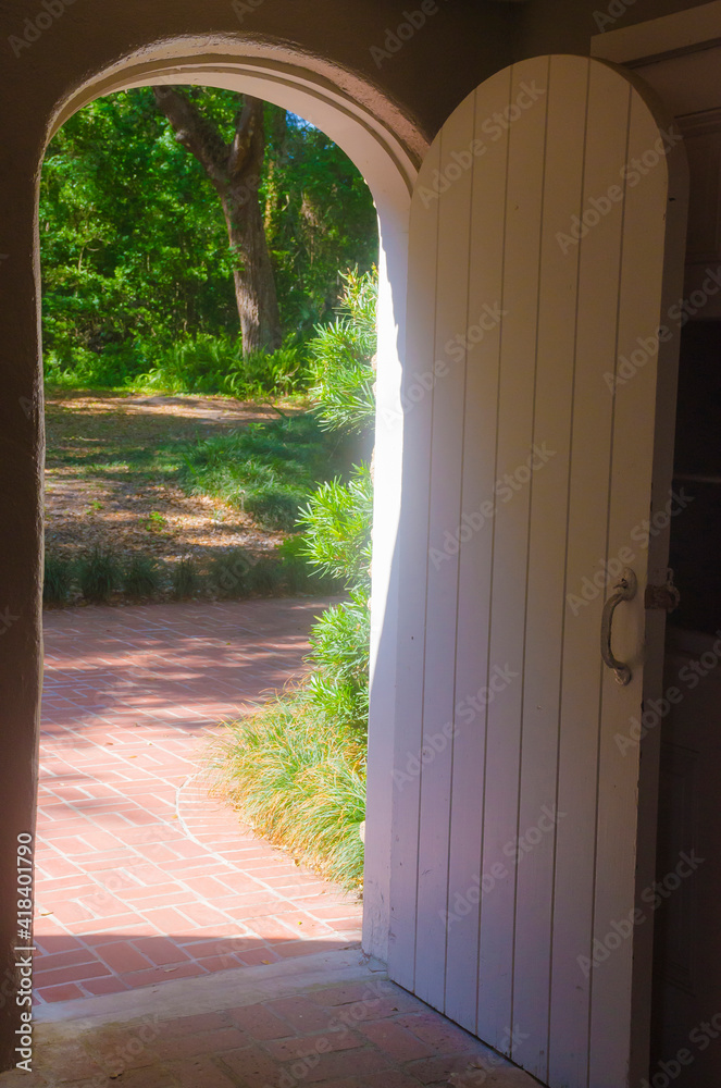 USA, Florida. Doorway to the garden.