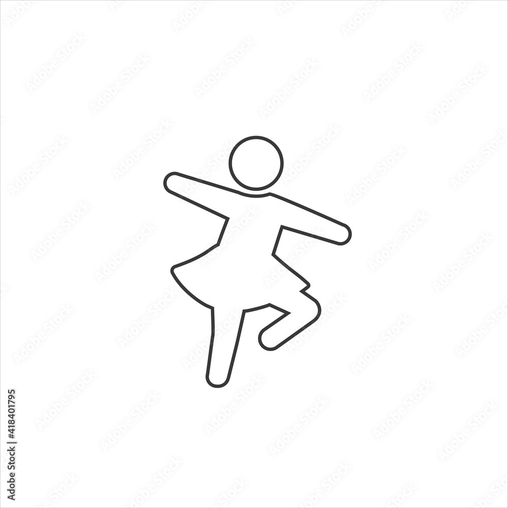 Dancing girl line icon. Flat style vector Dancing girl line icon. Flat style vector