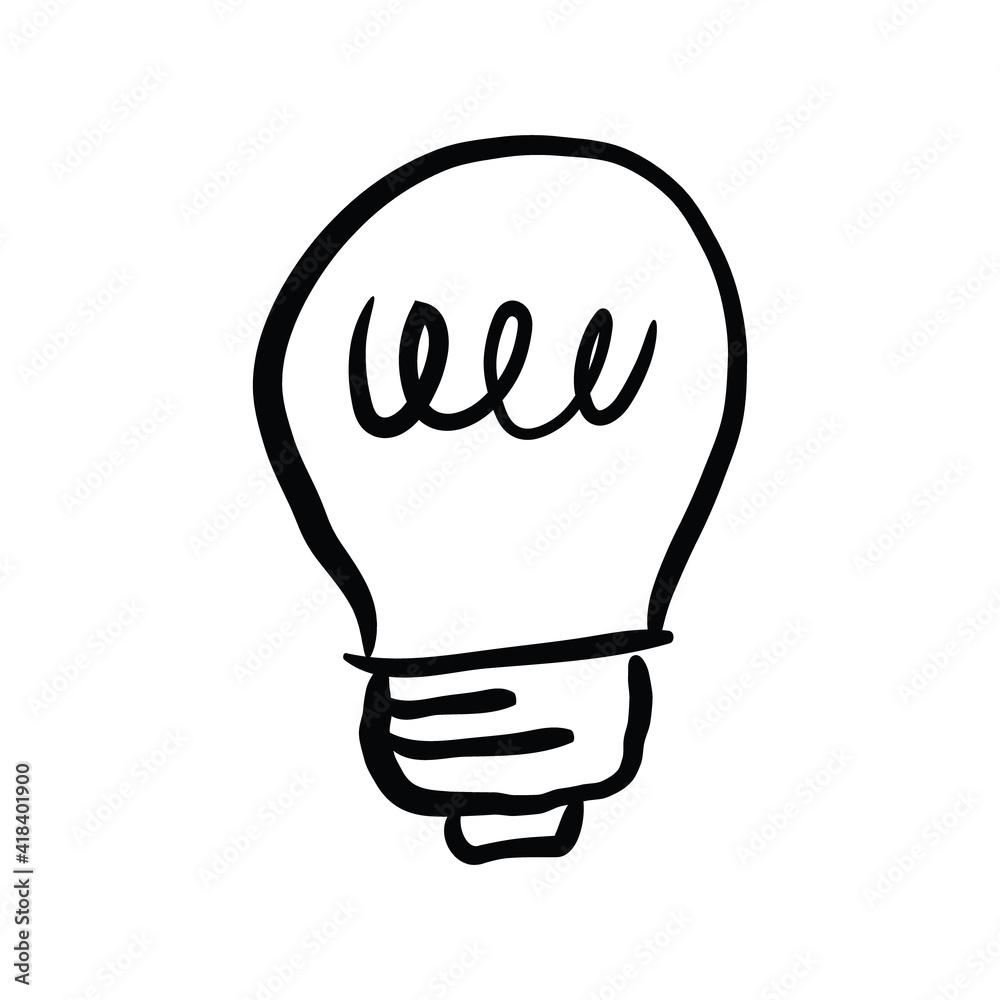 Light bulb doodle. Symbol of idea. Hand drawn vector electric lamp illustration. Sign of solution, creativity and innovation. Light bulb doodle. Symbol of idea. Hand drawn vector electric lamp illustration. Sign of solution, creativity and innovation.