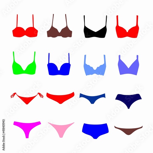set of red and color bra