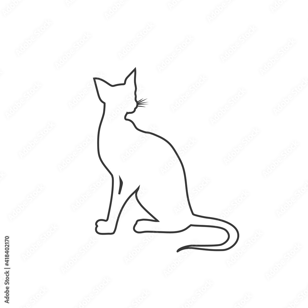 Cat line icon in flat style. vector illustration