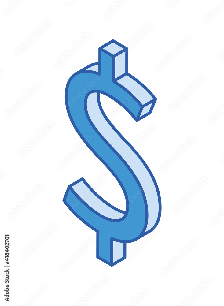 Naklejka premium isometric dollar symbol