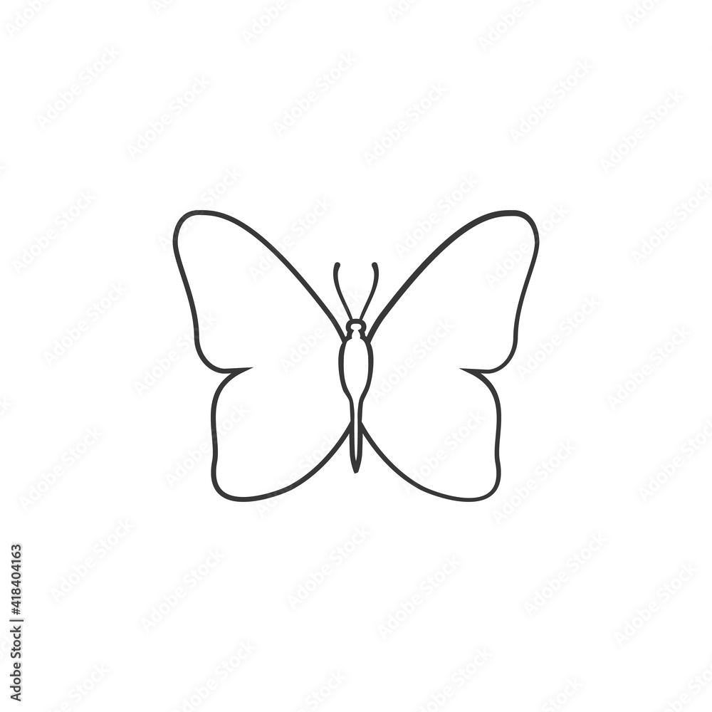 Butterfly silhouette line icon vector on white background Butterfly silhouette line icon vector on white background