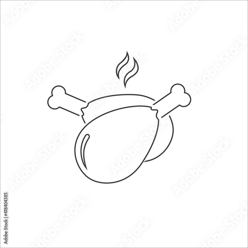 Chicken legs flat line icon. Vector flat illustration