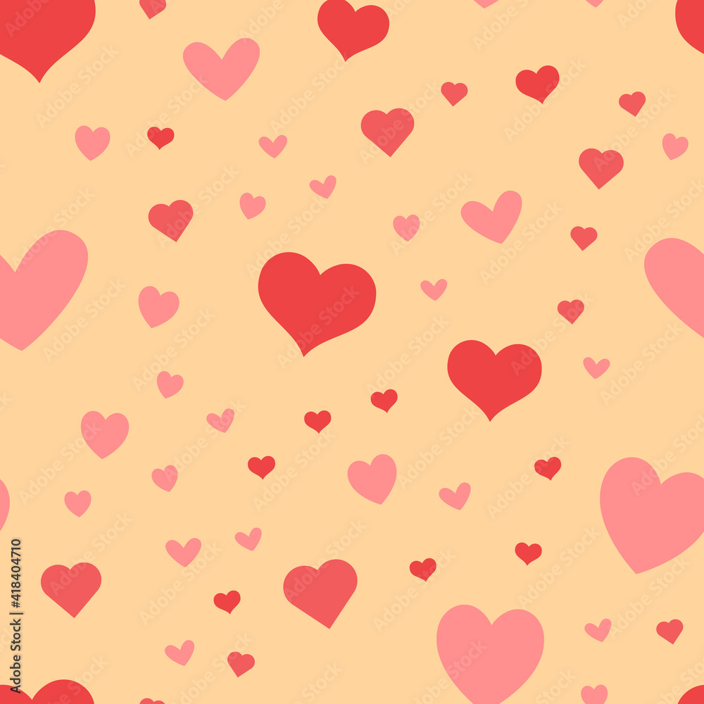 Heart icons seamless pattern, texture background.