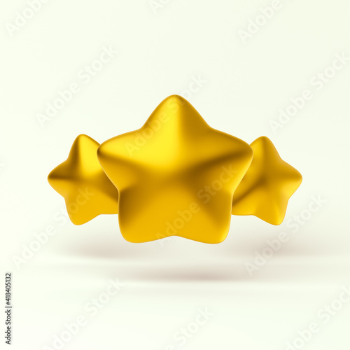 Rang stars simple gold icons 3d illustration on light pastel background for rang  rating  achievements. Minimal concept. 3d rendering isolated. High quality illustration