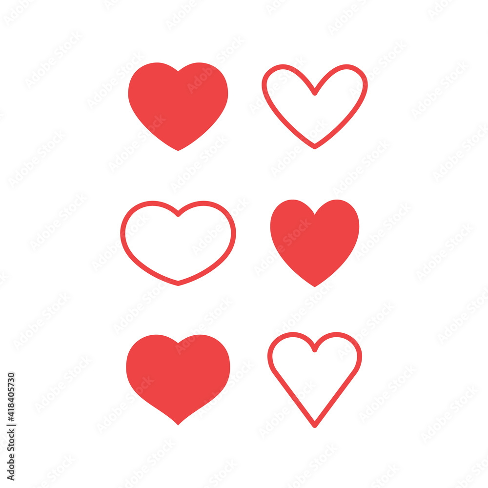 Hearts icon set. Valentine's day heart vector.