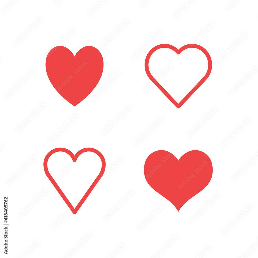 Hearts icon set. Valentine's day heart vector.