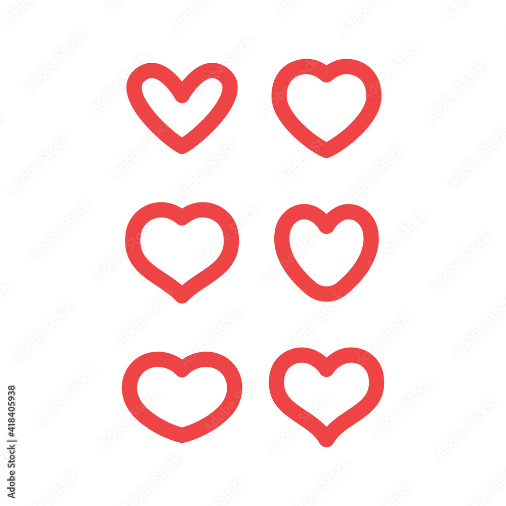 Hearts vector icon collection. Valentine's day romance symbols.