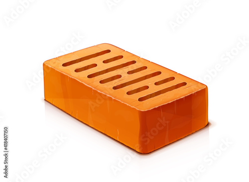 Red ceramic brick. Material for building, Isolated on white background. Eps10 vector illustration.