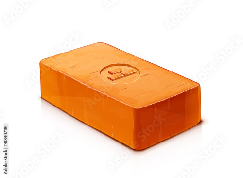 Red ceramic brick. Material for building, Isolated on white background. Eps10 vector illustration.