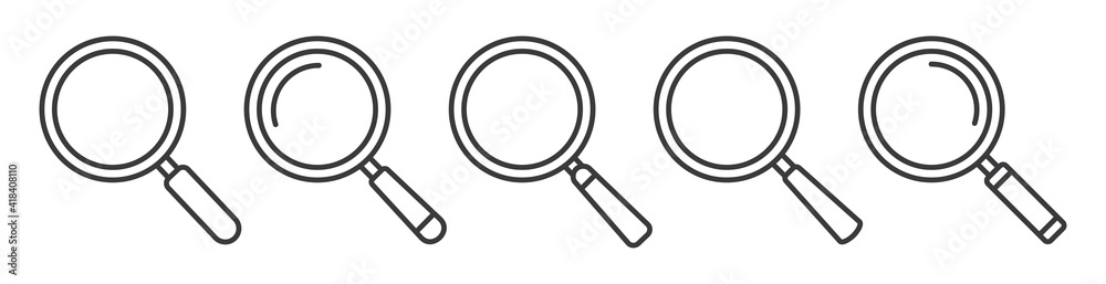 Magnifying glass icon in line style. magnifier or loupe sign isolated on transparent background, Search symbol. Vector illustration Magnifying glass icon in line style. magnifier or loupe sign isolated on transparent background, Search symbol. Vector illustration
