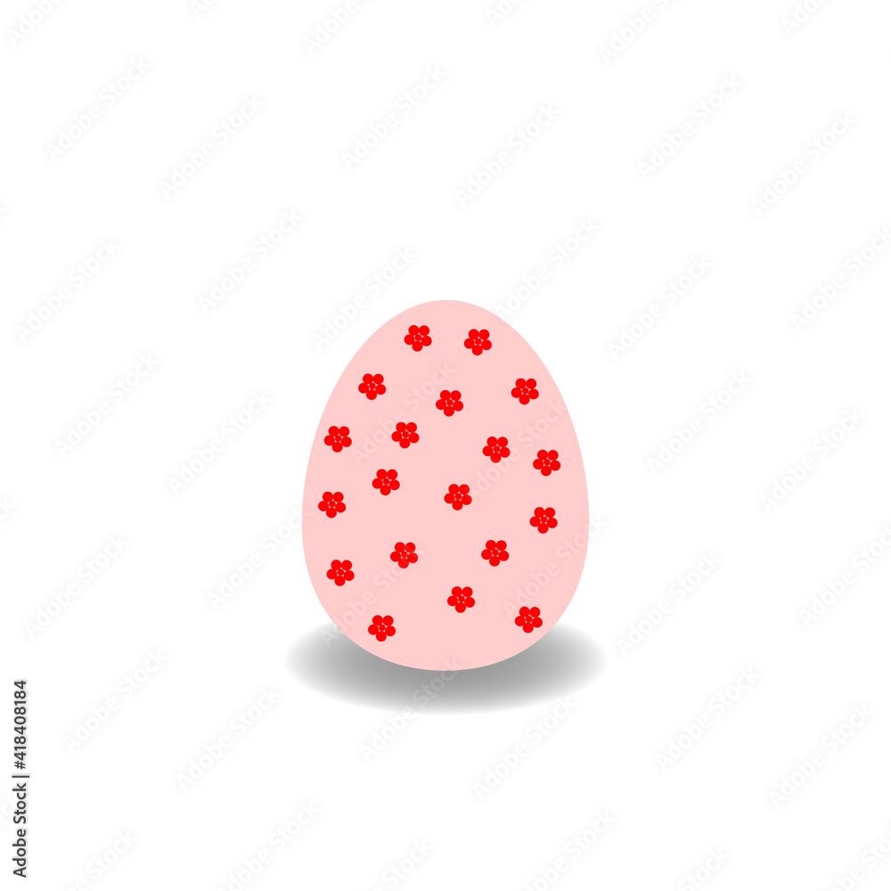 Easter pink egg with red flowers on a white background. Illustration. Easter pink egg with red flowers on a white background. Illustration.