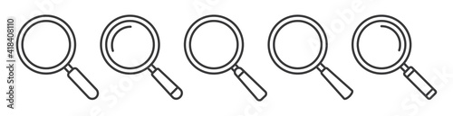 Magnifying glass icon in line style. magnifier or loupe sign isolated on transparent background, Search symbol. Vector illustration photo