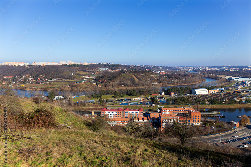 Winter Prague City from the Hill Baba in the sunny Day, Czech Republic Winter Prague City from the Hill Baba in the sunny Day, Czech Republic