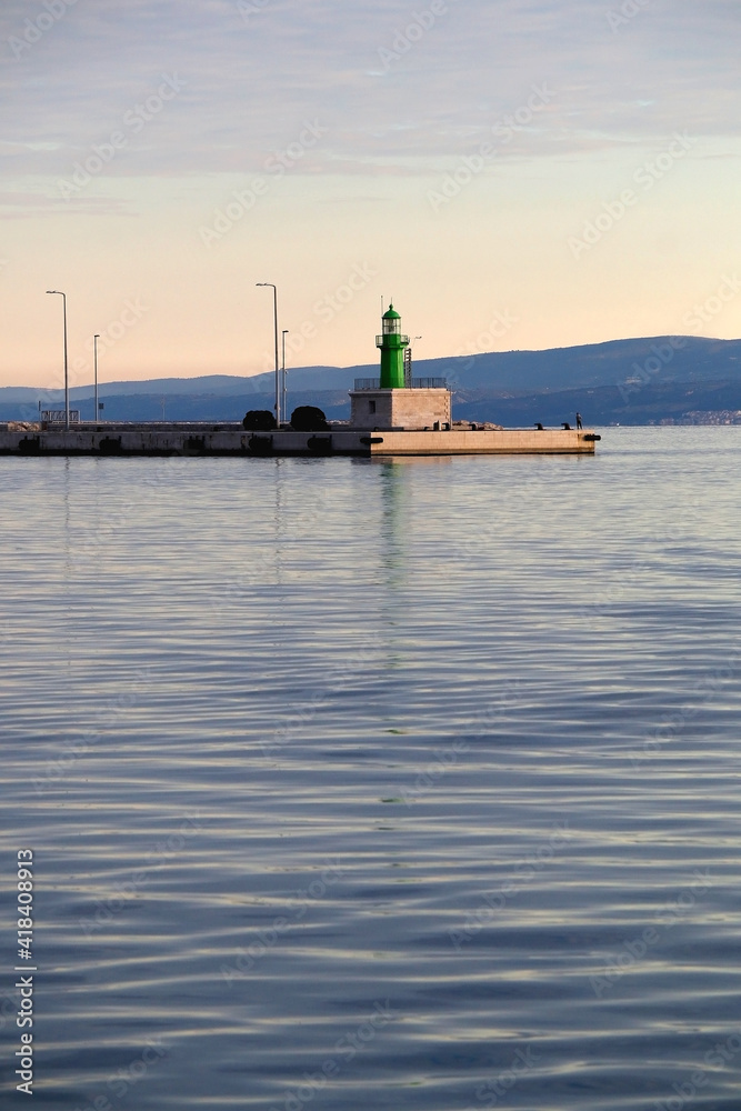 Small lighthouse on the coast in Split, Croatia.