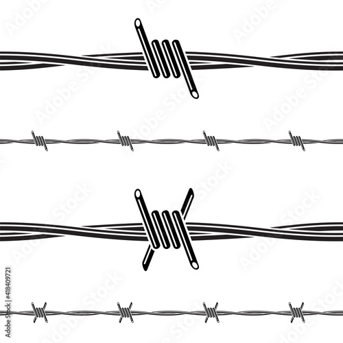 barbed wire seamless collection isolated on white background