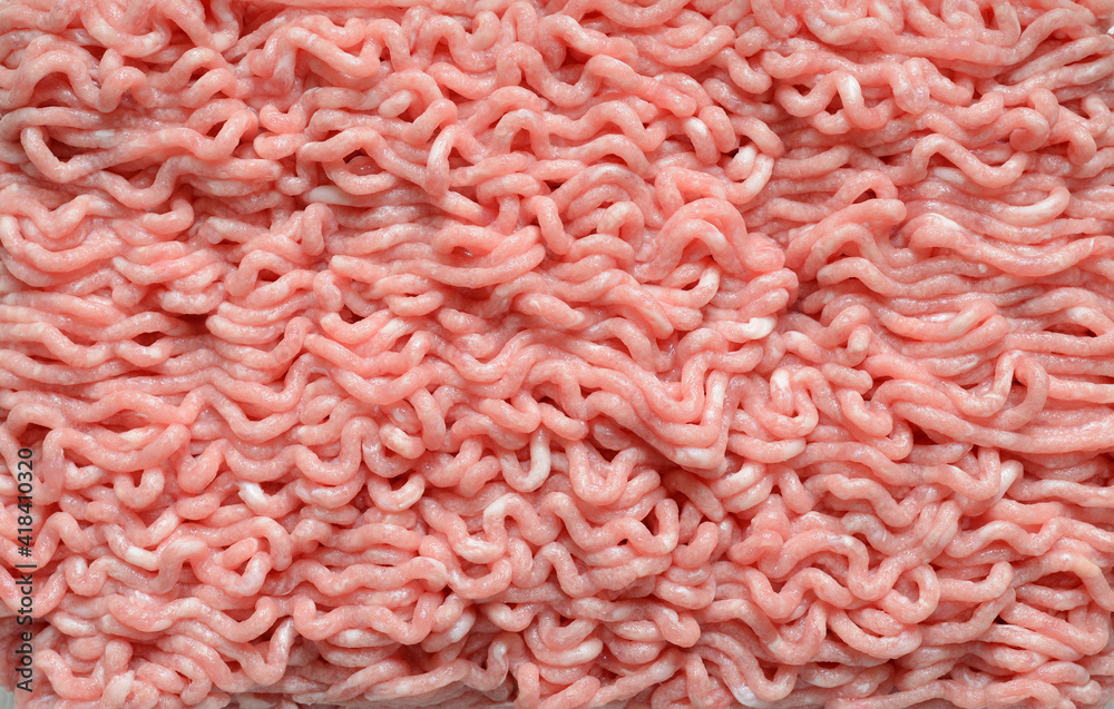Meat mince closeup, top view. Beef and pork mince. Meat mince closeup, top view. Beef and pork mince.