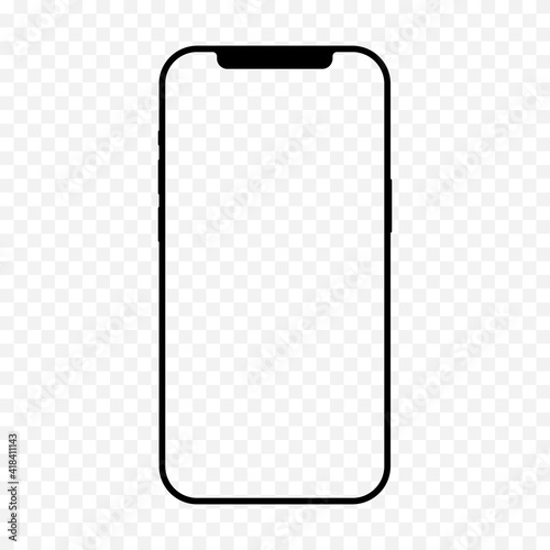 Realistic smartphone template isolated. Blank screen of modern digital device with black elegant body and side buttons modern touch vector style.