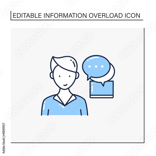 Instant messaging line icon. Momentary messaging on social networks. Contactless communication. Information overload concept. Isolated vector illustration.Editable stroke