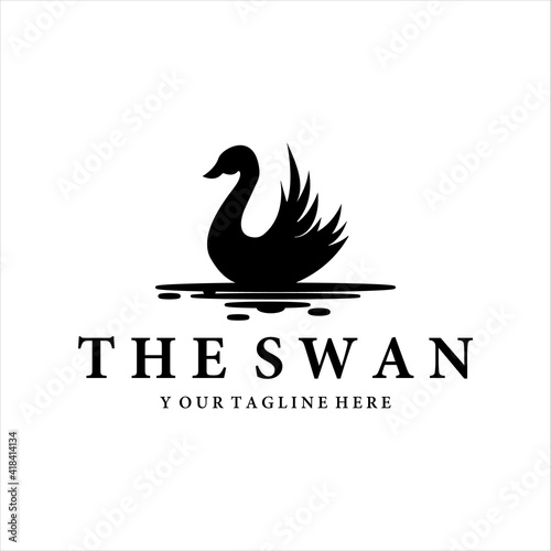 swan vintage logo vector illustration design