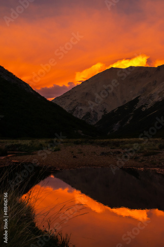 sunset over the mountains
