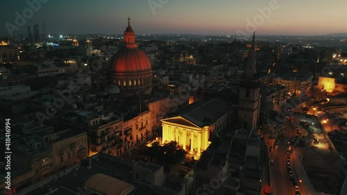 Wallpaper Mural Valletta - capital of Malta. Evening sky, sunset. Aerial above view, circle movement Torontodigital.ca