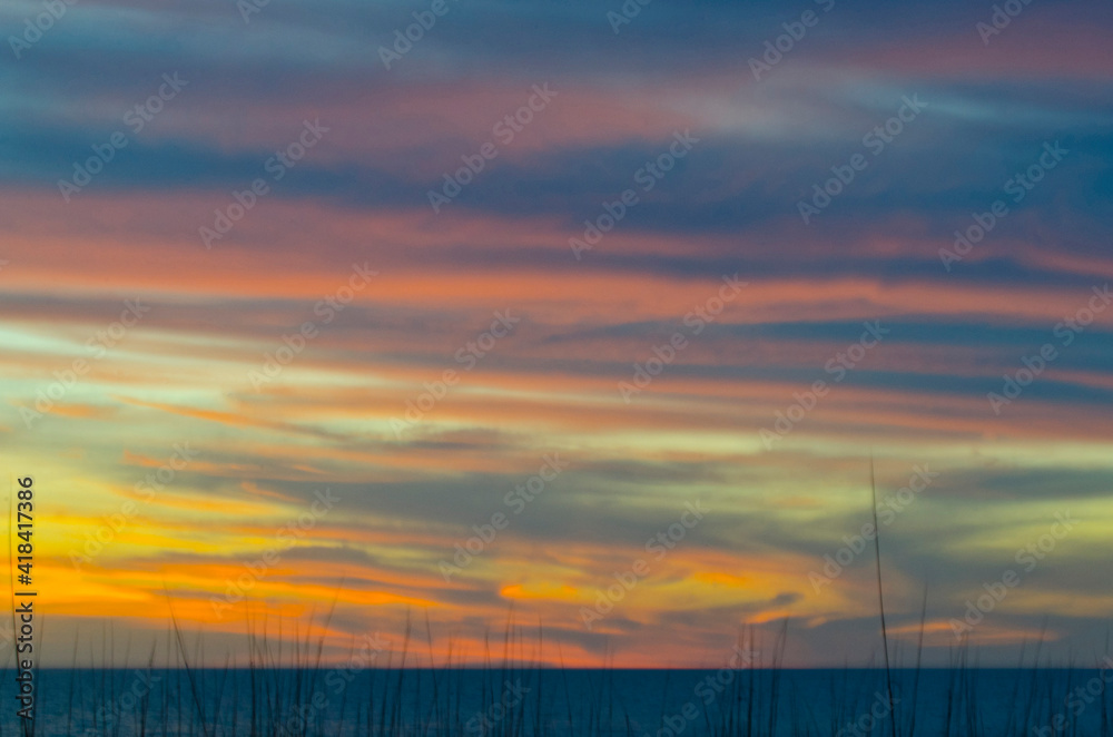 USA, Florida, Crescent Beach, Siesta Key, Sarasota, Seascape, Sunset