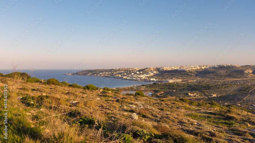 Aerial view of Ghadira Bay, Malta
