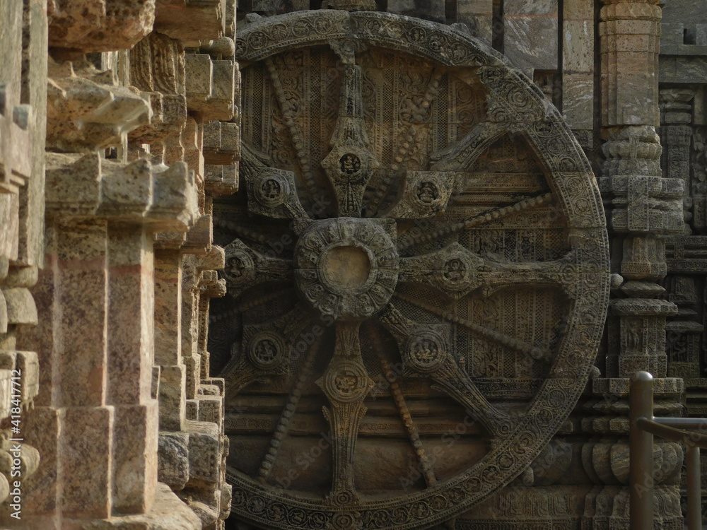 Gaint stone wheel at sun temple Konark 