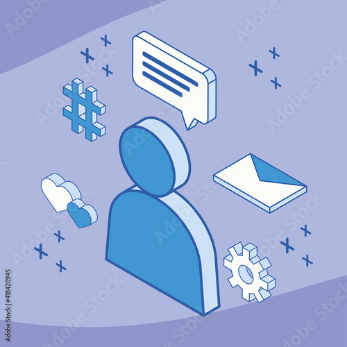 six isometric icons