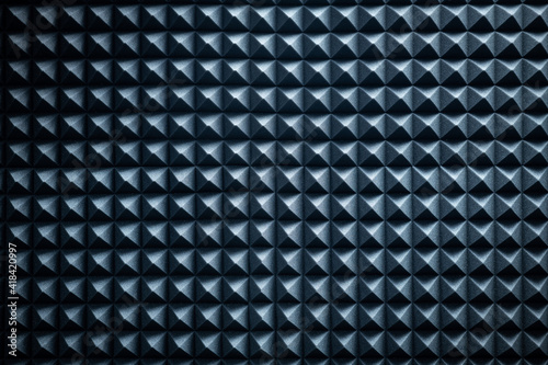 Photography Grey dampening acoustic foam in the vocal recording room.
