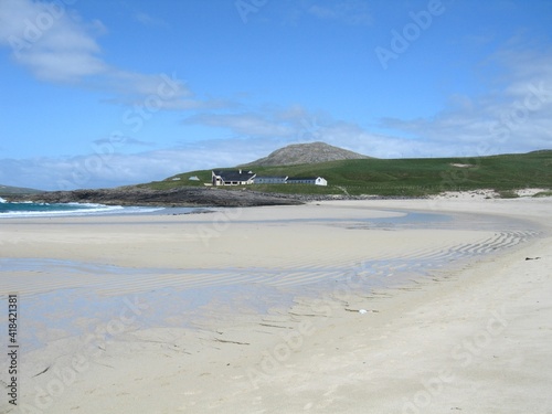 Tangasdale beach, Isle of Barra, at low tide on a sunny summer's day  photo