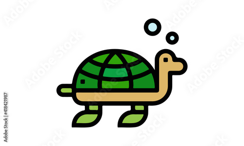 Green Turtle Sea Life Zoo Animal Illustration Vector Image Isolated