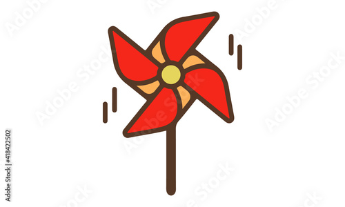 Wind Turbine Weathercock Summer Illustration Vector Image Isolated
