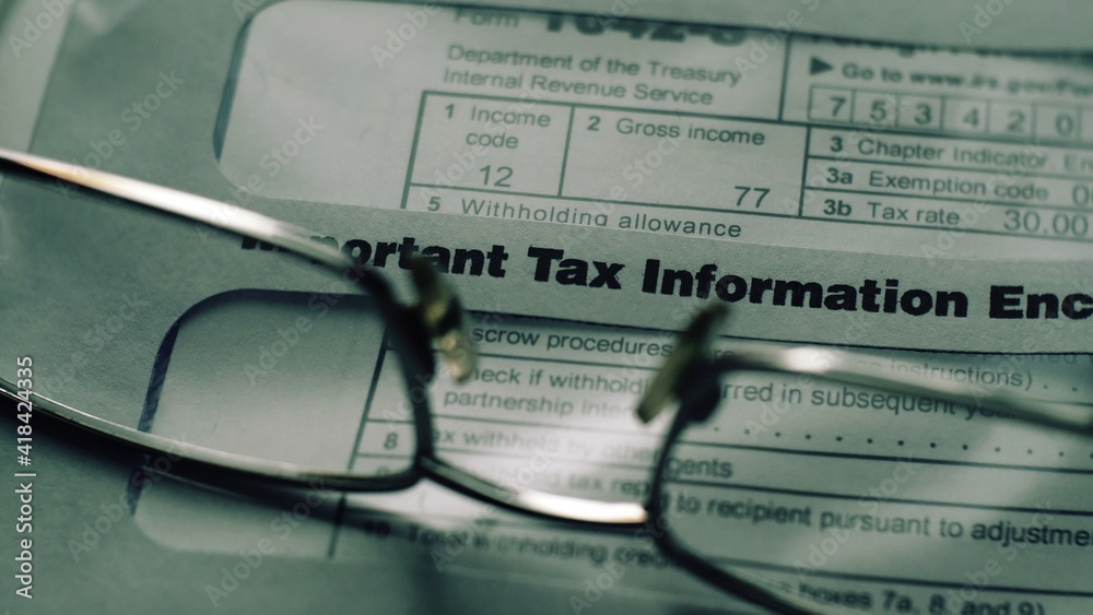 Close up of important tax information form Close up of important tax information form