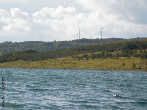 wind power plant  behind Medard lake in Sokolov area czech republic former coal mine
 photo