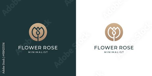 Luxury rose flower logo design