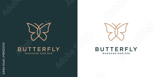 Luxury Butterfly logo design with clean lines