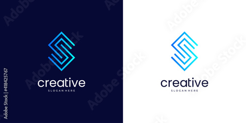 Letter C infinity logo design with line art style