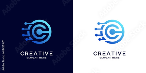 Creative Letter C logo design technology