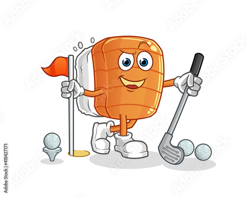 sushi playing golf vector. cartoon character